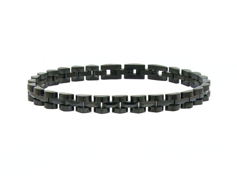 Bracciale in ceramica e acciaio 316 L nero, cm 22