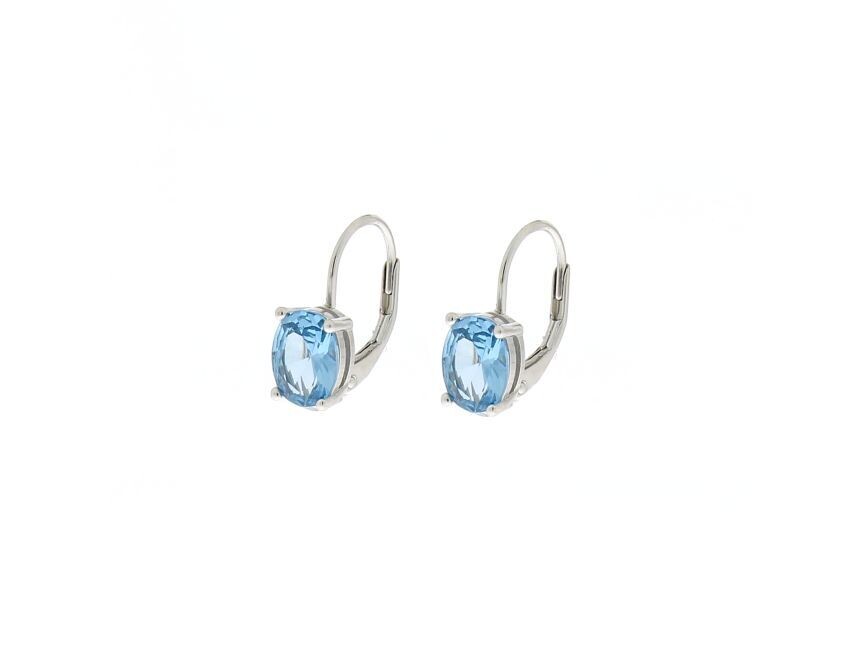Orecchini monachella in argento 925 rodiato c/zircone ovale (6x8mm) acquamarina