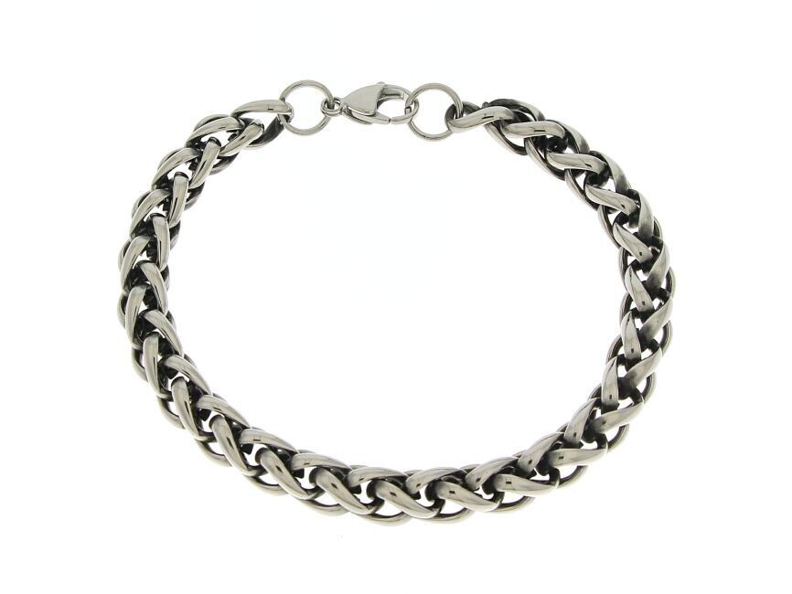 Bracciale maglia spiga in acciaio 316 L invecchiata cm 21