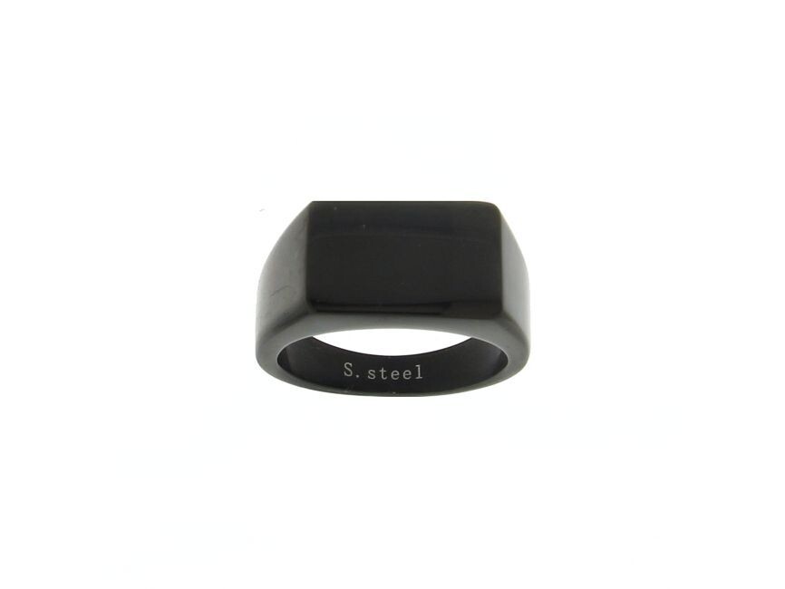 Anello in acciaio 316L rutenio chevalier rettangolare