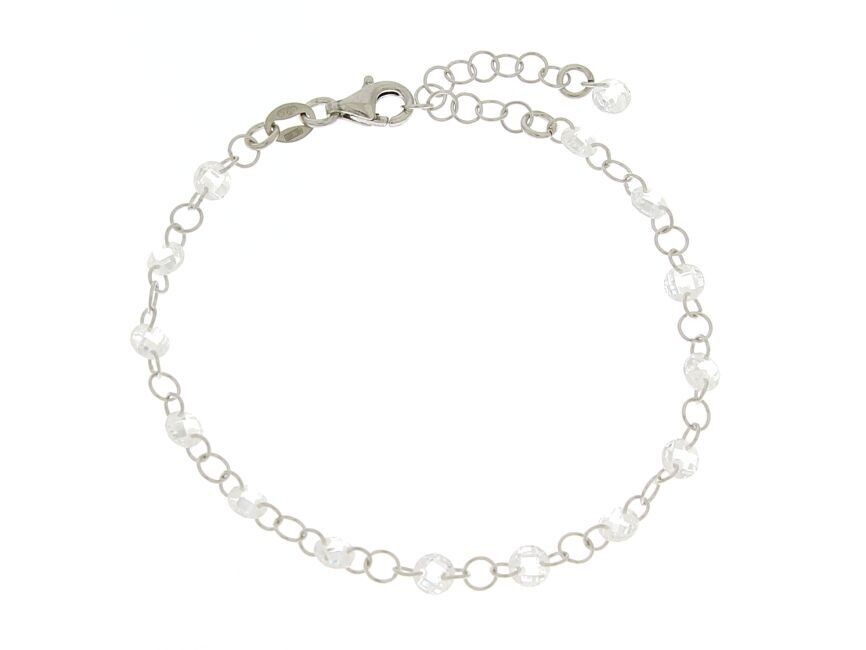 Bracciale in argento 925 rodiato c/cristalli bianchi. Cm 16+4