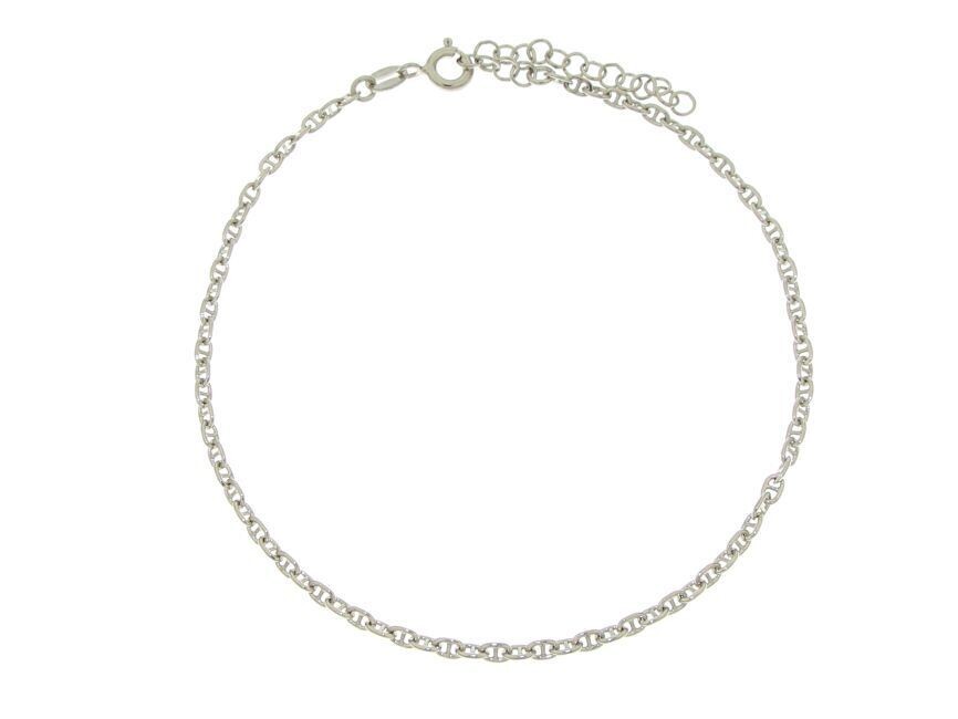 Cavigliera in argento 925, maglia marina. Cm 23+3