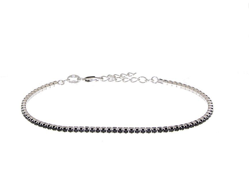 Bracciale tennis donna in arg 925 c/zirconi neri 4 griffe 1,5mm. Cm 16+3