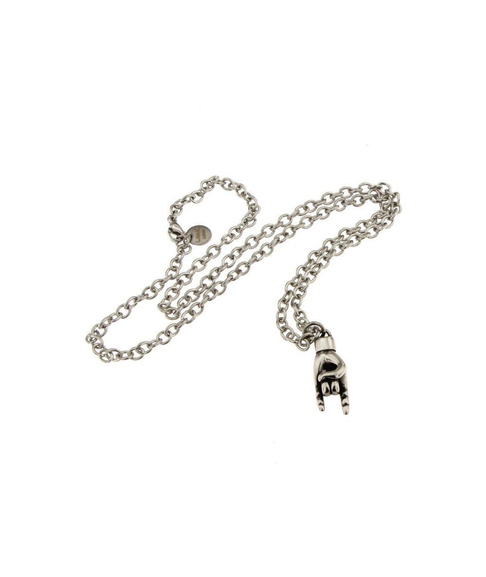 Collana in acciaio inox c/pendente corna