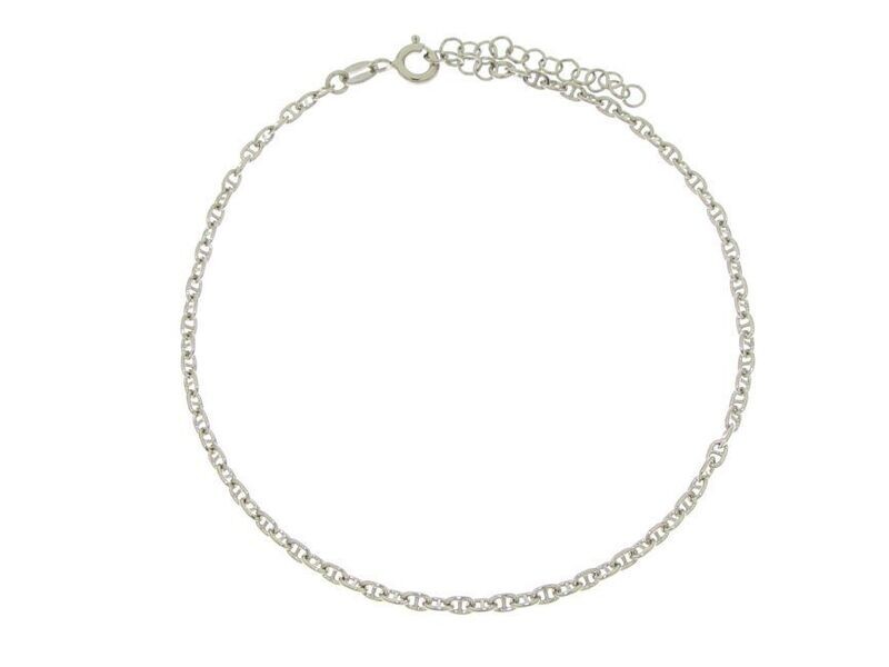 Cavigliera in arg. 925, maglia marina. Cm 23+3