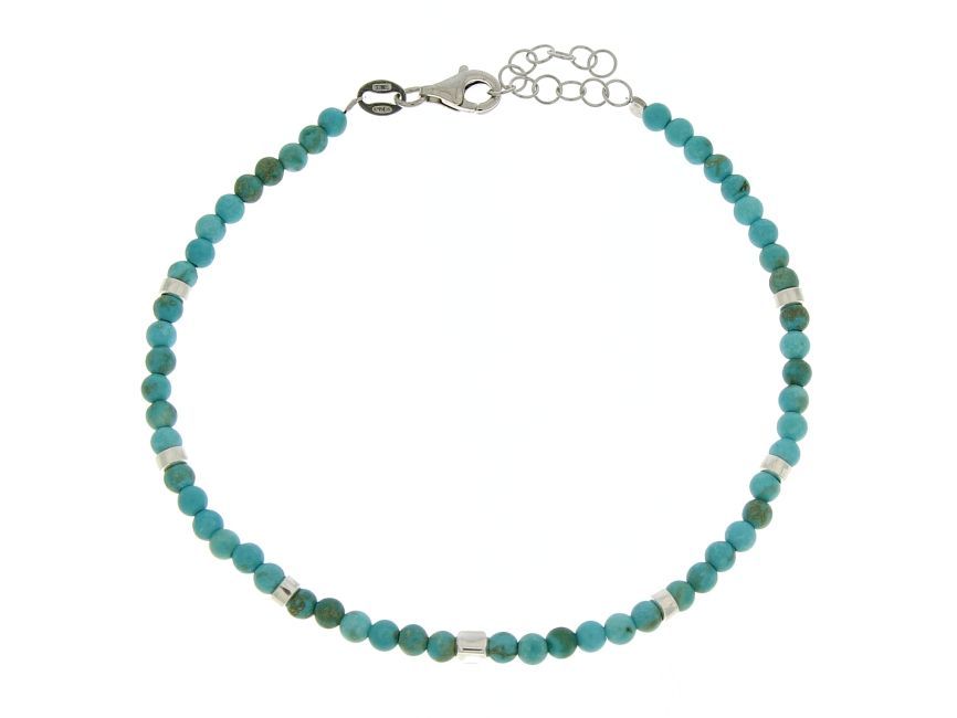 Bracciale di pietra dura c/inserti in argento naturale, 19+3 cm