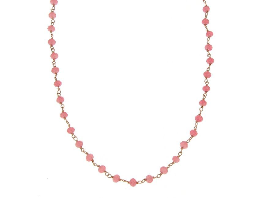Catena rosario cristallo fuxia cm 38+5 in argento925 rose'