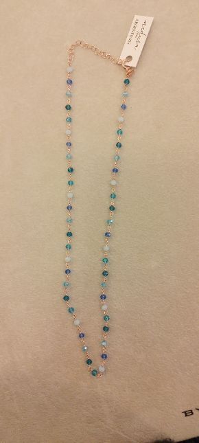 Girocollo rosario cristalli multicolor in argento925 rose',  cm 45+5