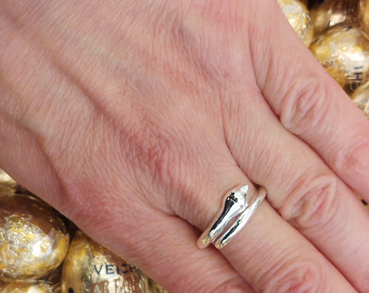 Anello in argento 925, serpente liscio