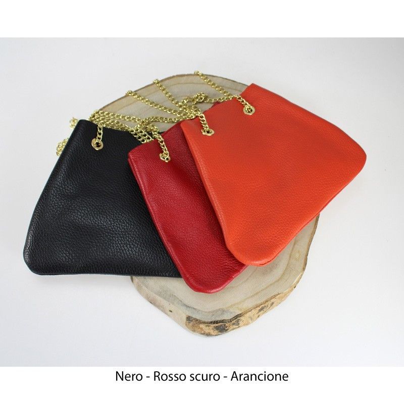 Borsetta in pelle con catenina rosso