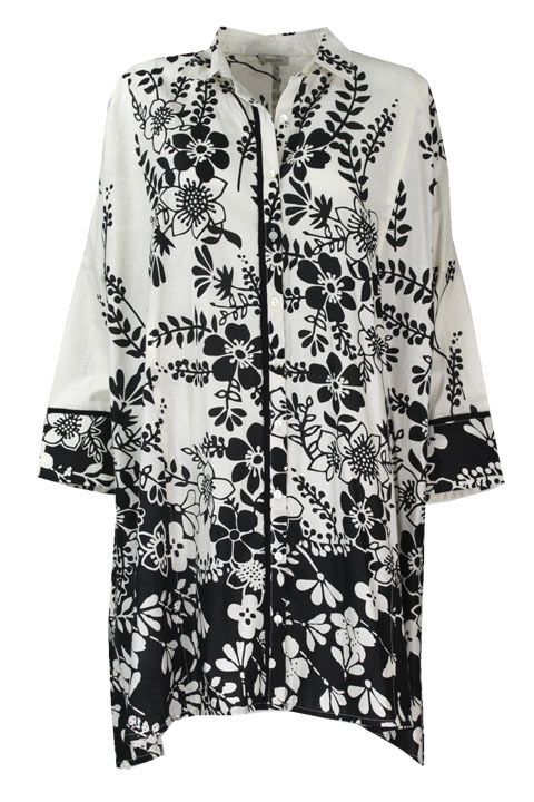 Maxi camicia c/maniche 3/4 taglia unica in cotone 100% fiammato