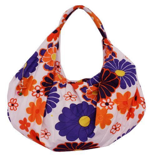 Borsa a banana c/zip in cotone 100% stampato