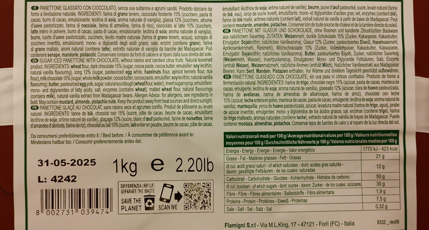 Panettone gocce di cioccolato 1Kg