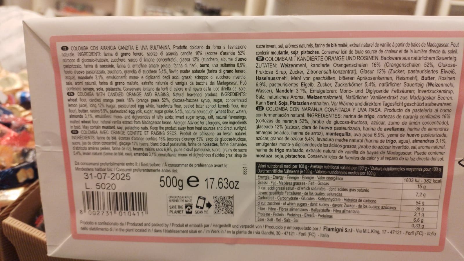 Colomba classica in sportina 500g