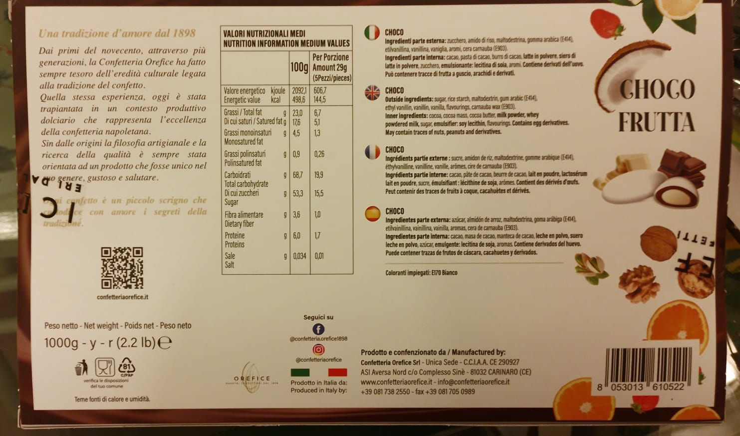Choco frutta 1 Kg (200 pz)