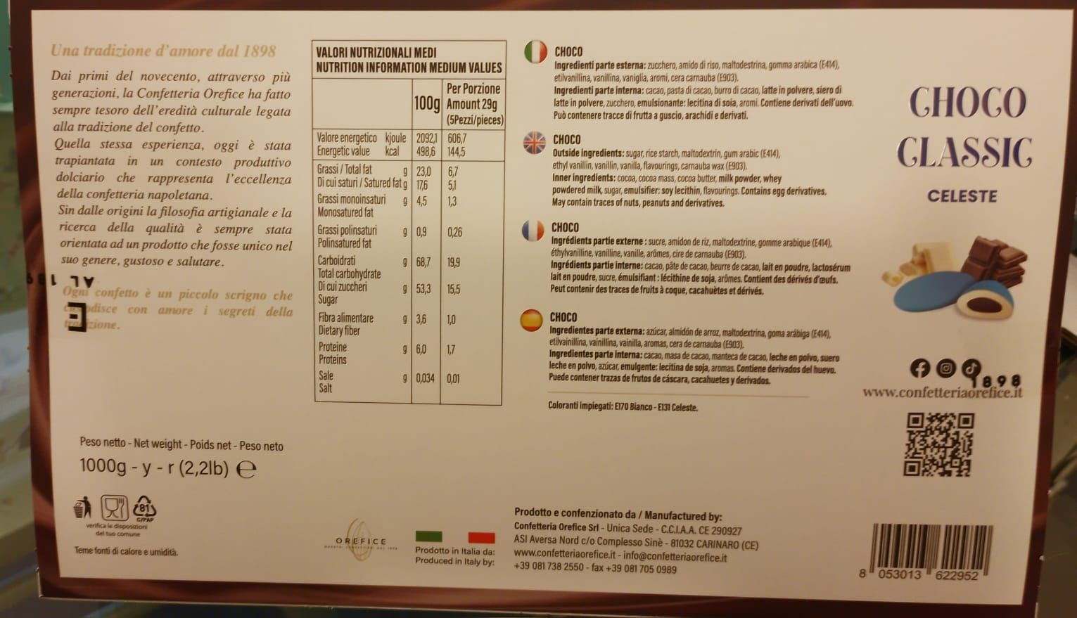 Choco celesti 1kg (200pz)