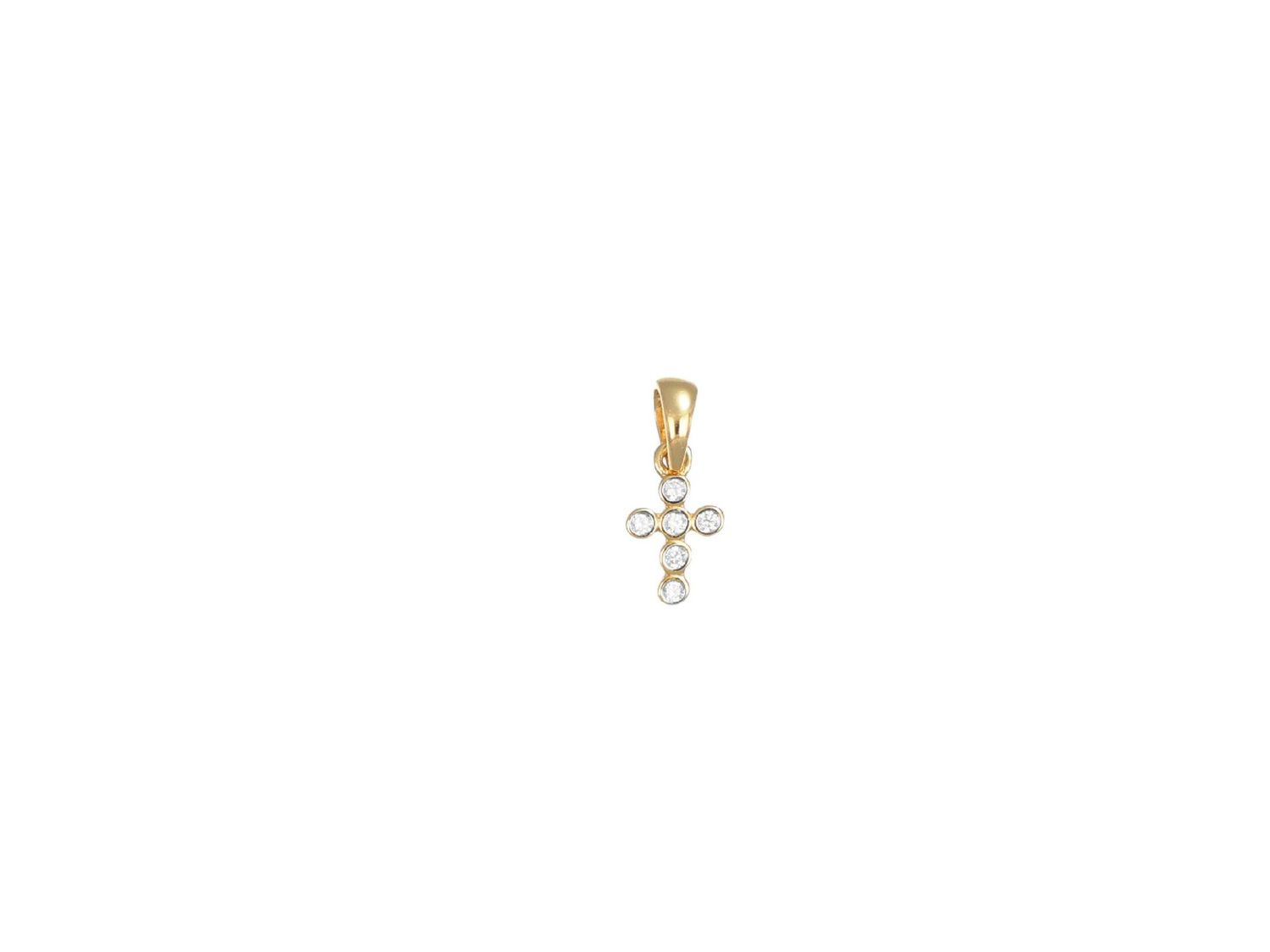Pendente in argento 925, croce c/zirconi cipollina bianchi (6x10 mm)