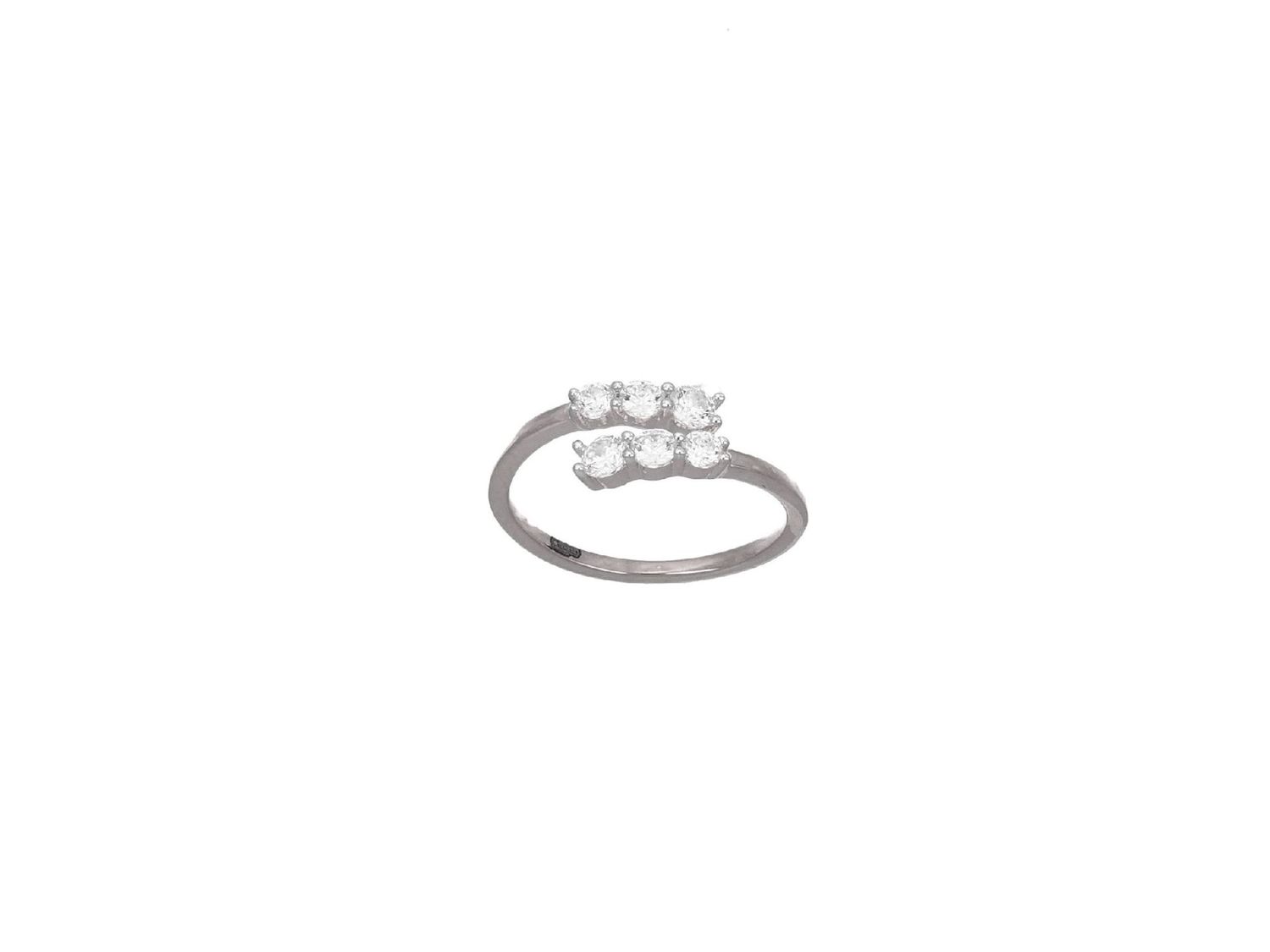 Anello in argento 925 rodiato c/zirconi bianchi