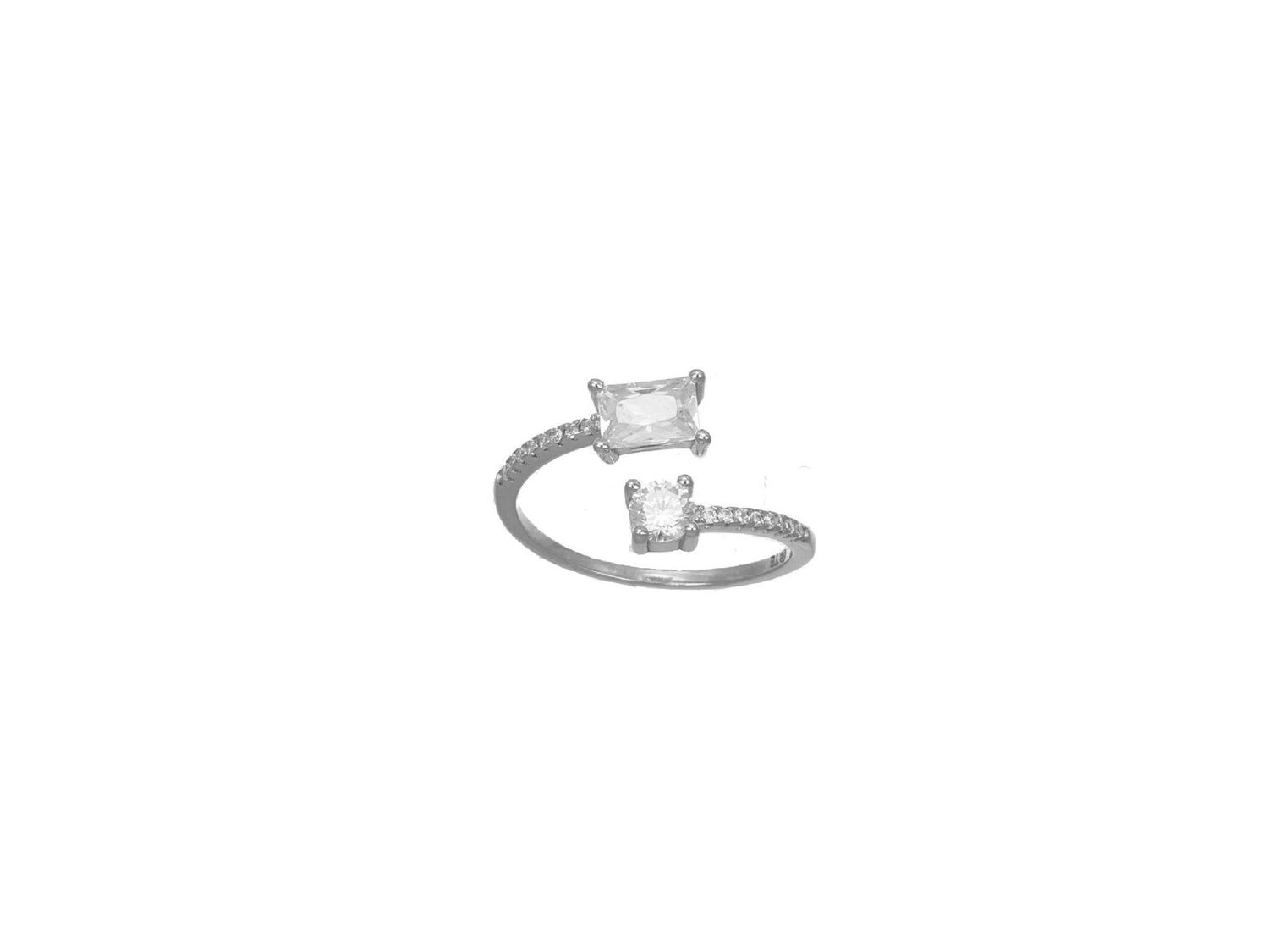 Anello contrarie in argento 925 c/zirconi bianchi