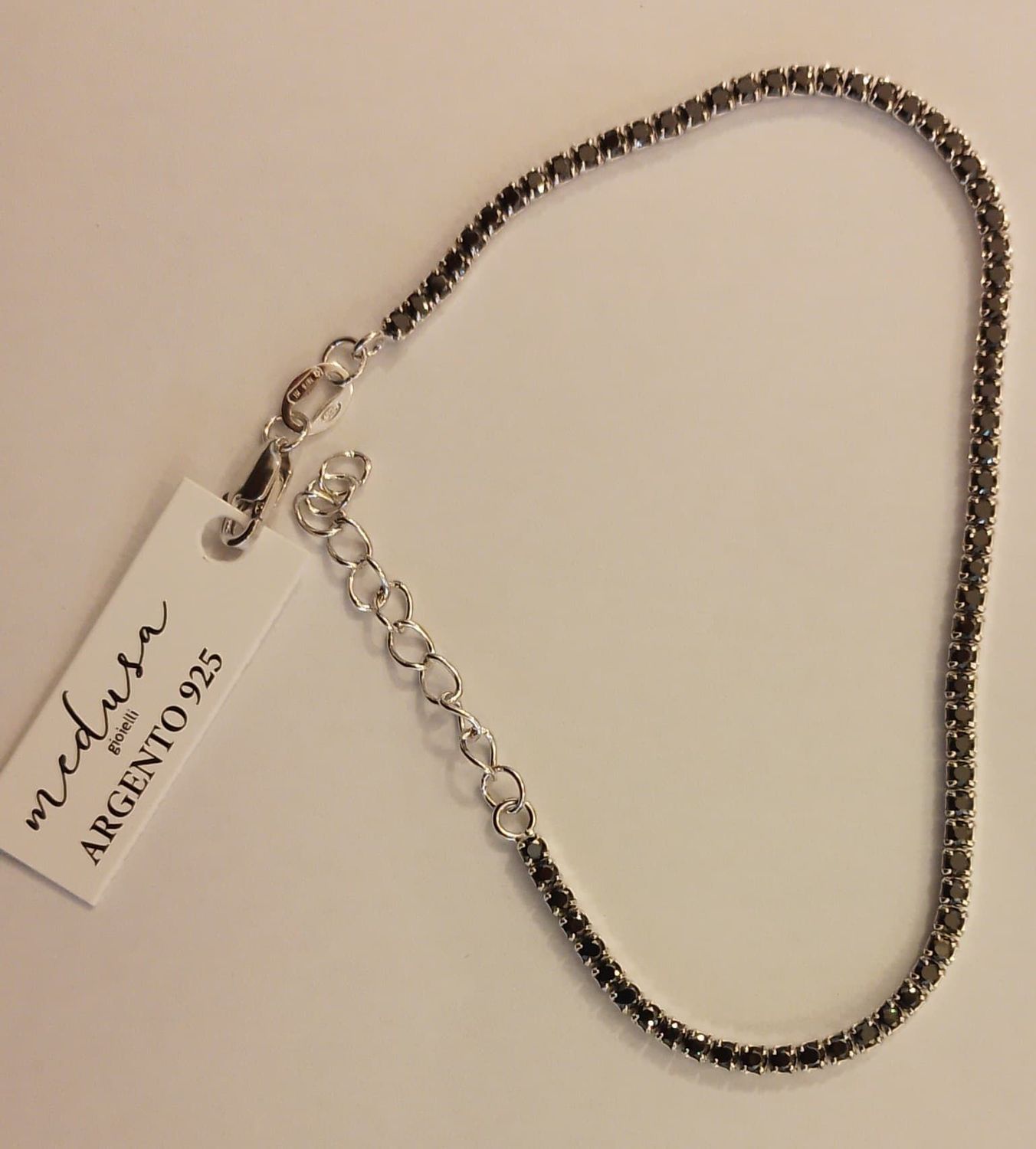 Tennis bracciale in argento 925 c/zirconi 4 griffe diametro 1,5 mm. Cm 16+3