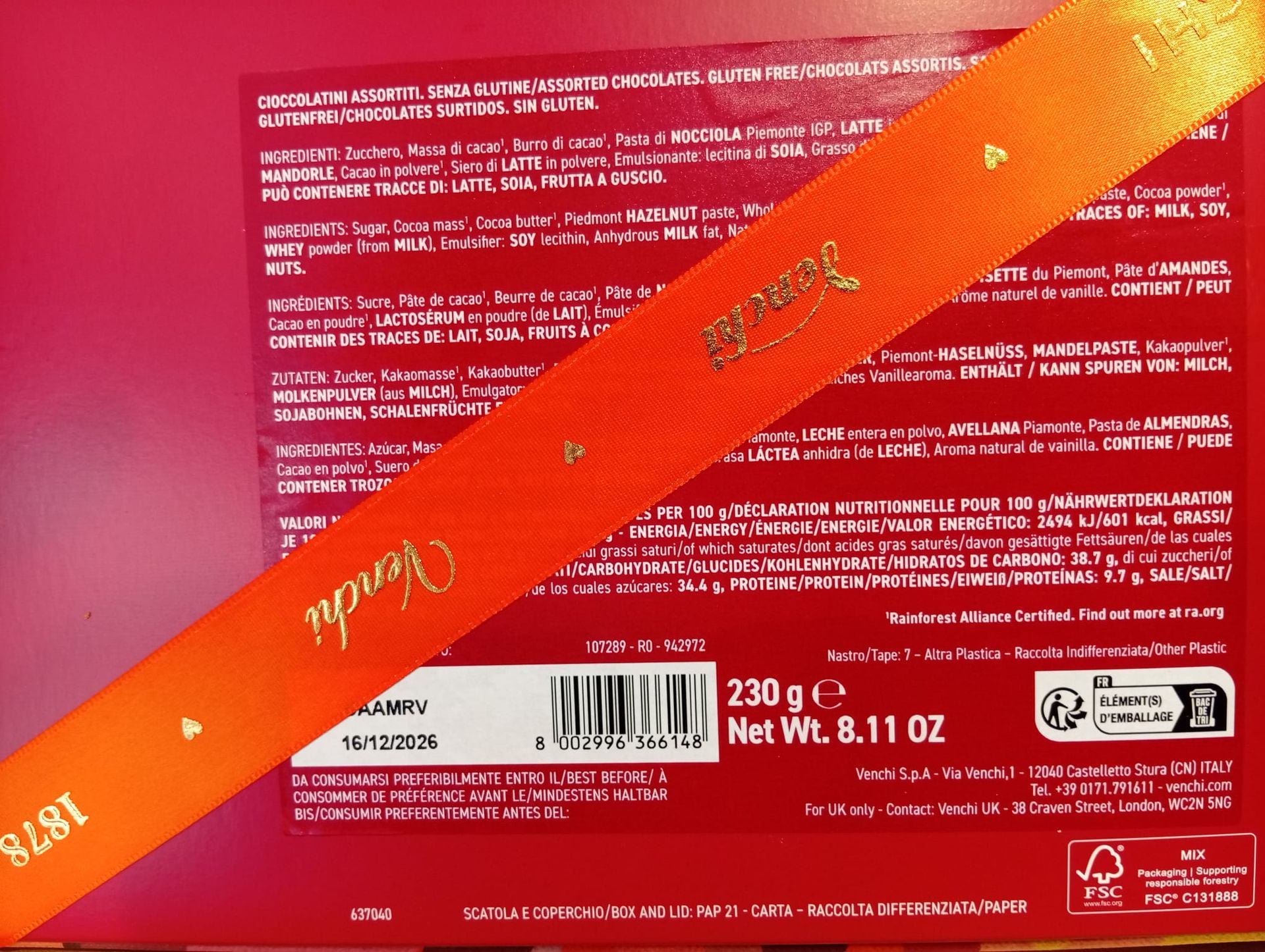 Scatola cioccolatini assortiti