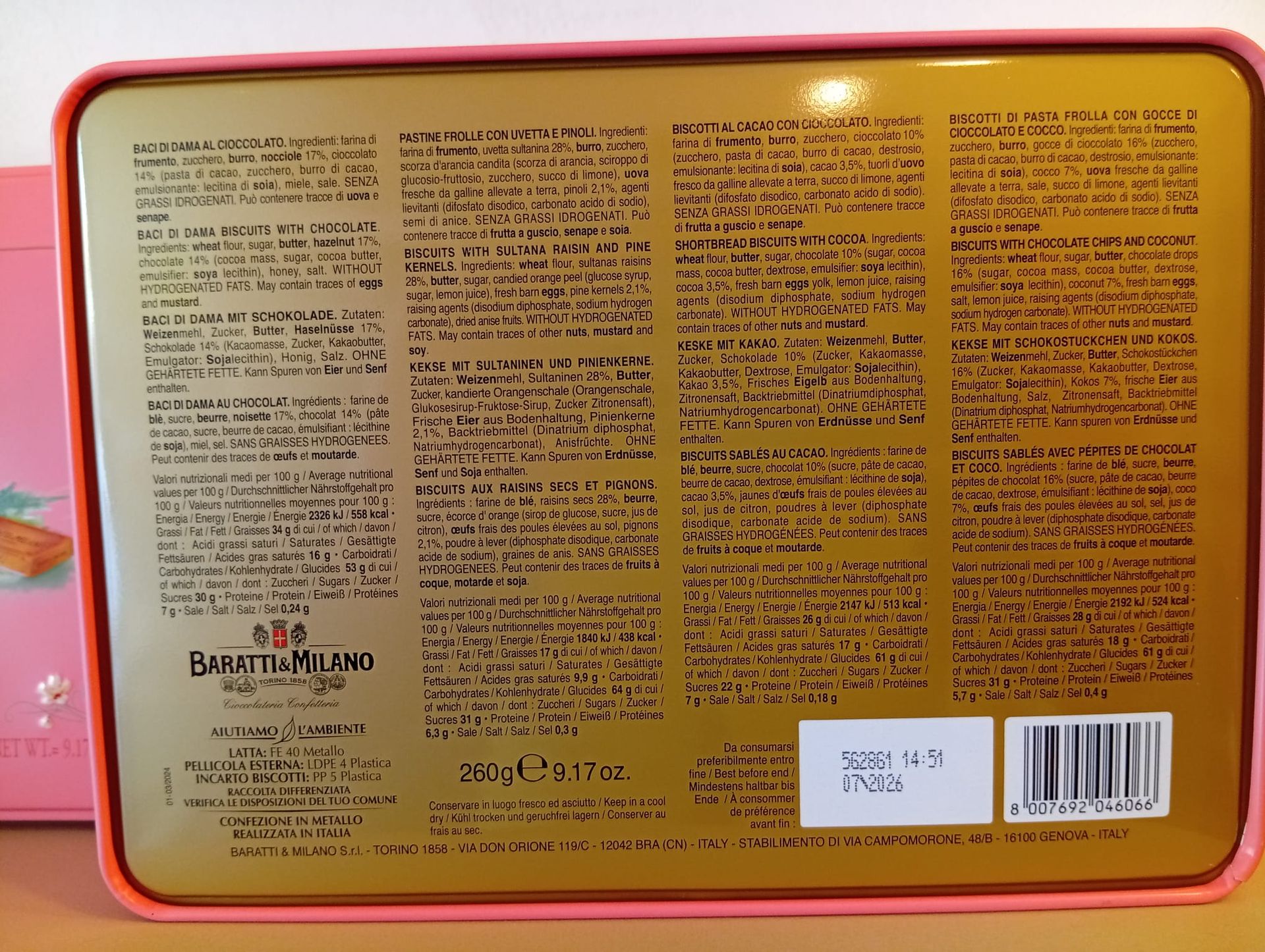 Box in latta c/pasticcini assortiti