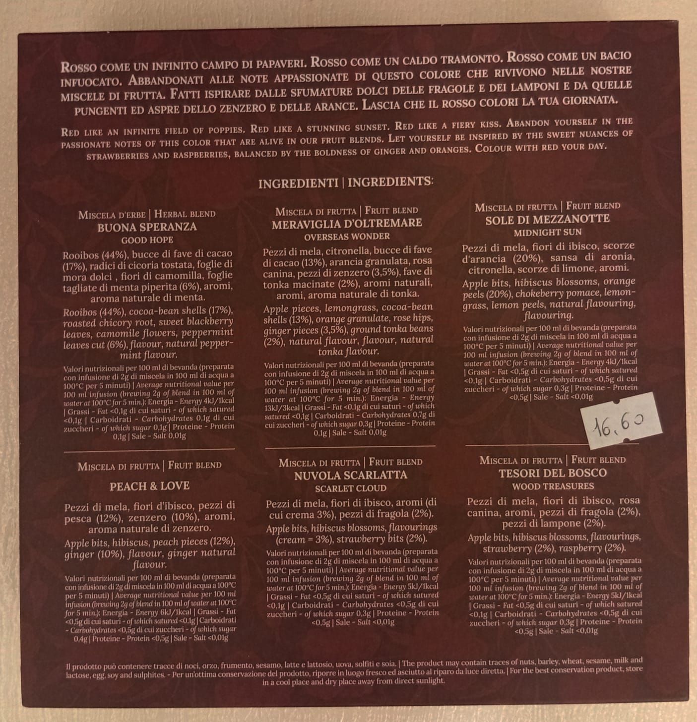 Box con miscele di te e infusi