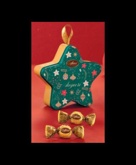 Box stella in metallo c/cioccolato al latte e caramello