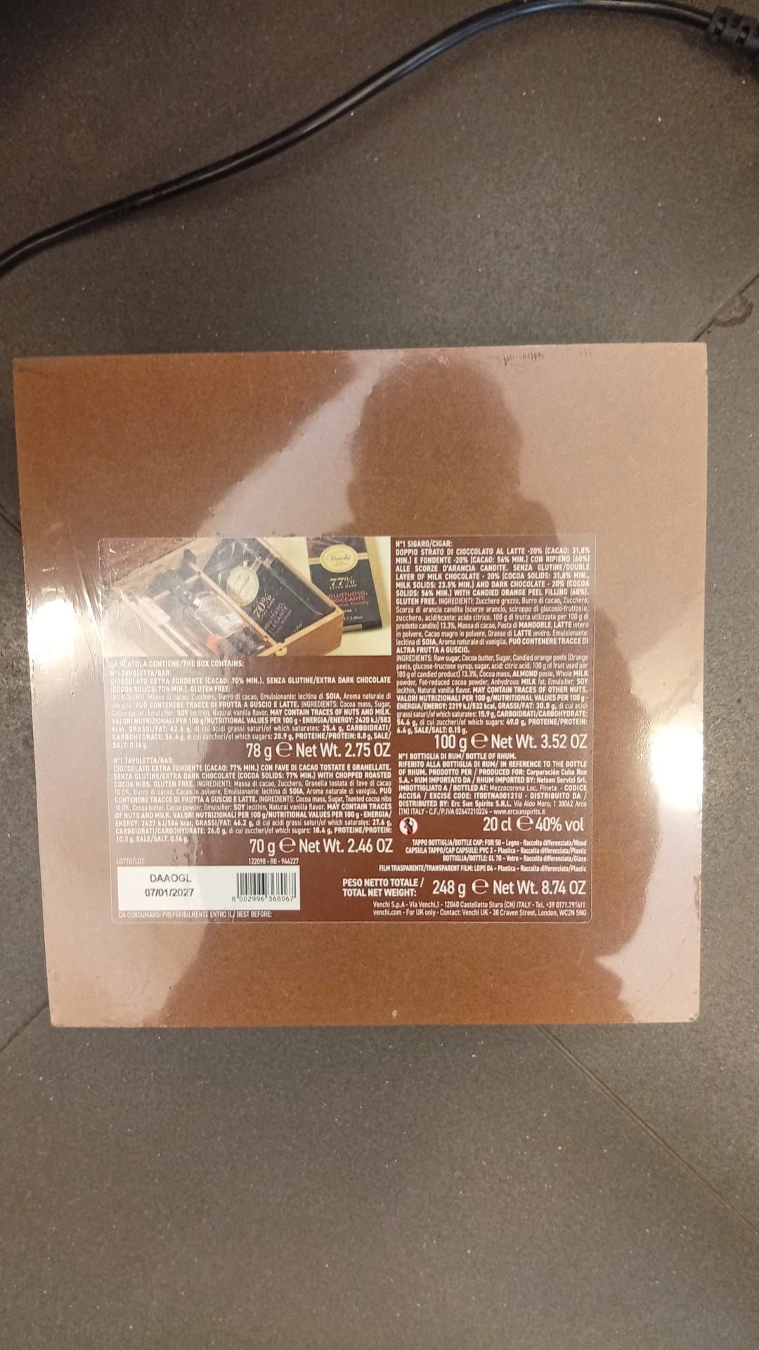 Degustazione cioccolato e rum  Cofanetto in legno