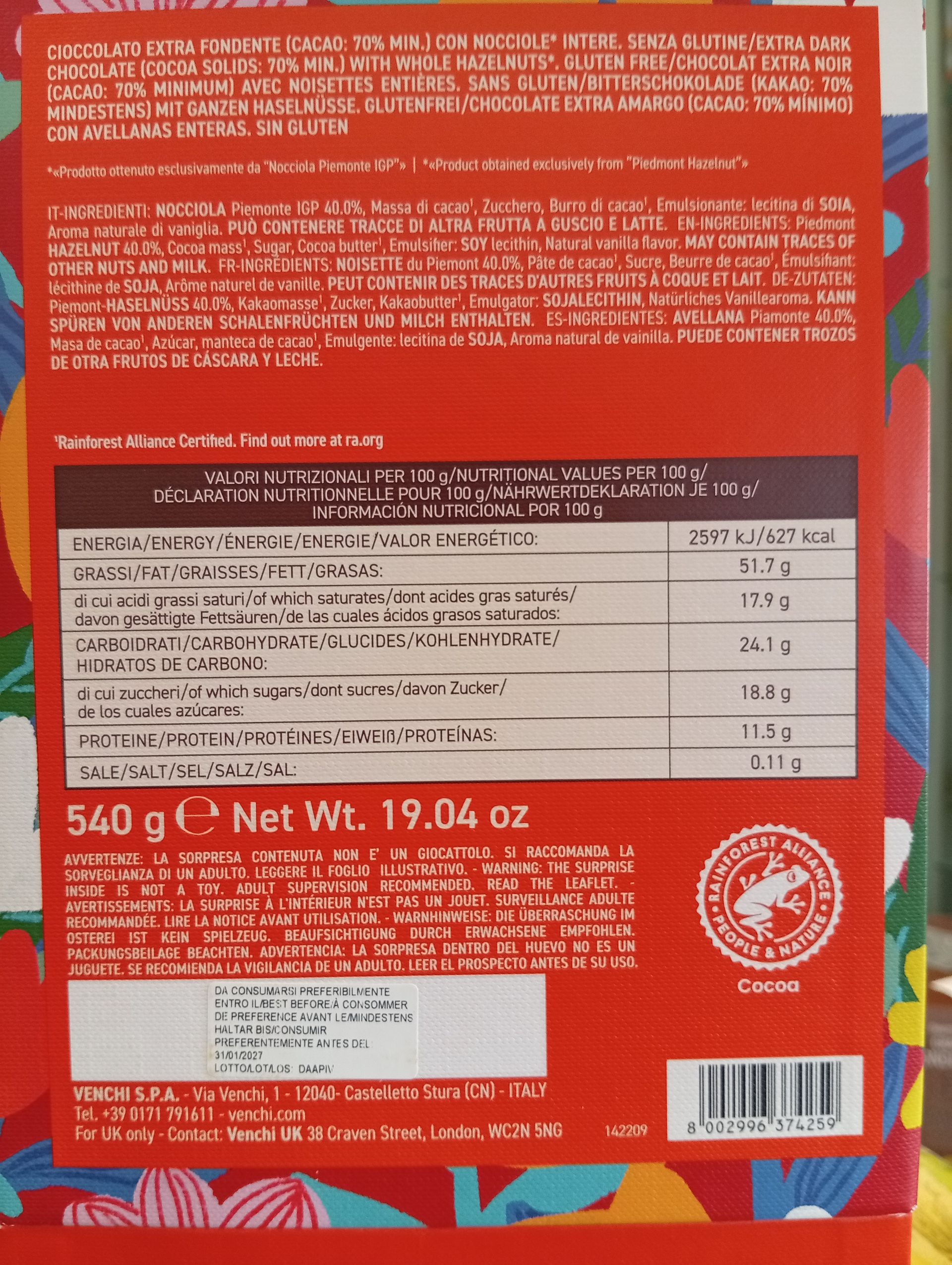 Uovo Gran nocciolato Piemonte extra fondente 70%