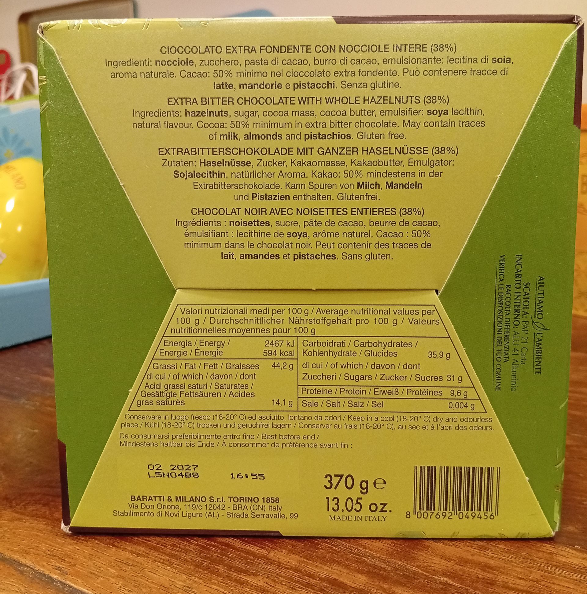 Uovo Nocciolato fondente 50% con nocciole italiane 370g