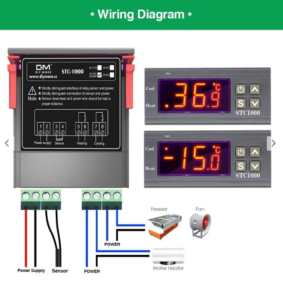 Temperature Control With NTC Sensor STC-1000 Digital LCD Display AC 110-220V 10A