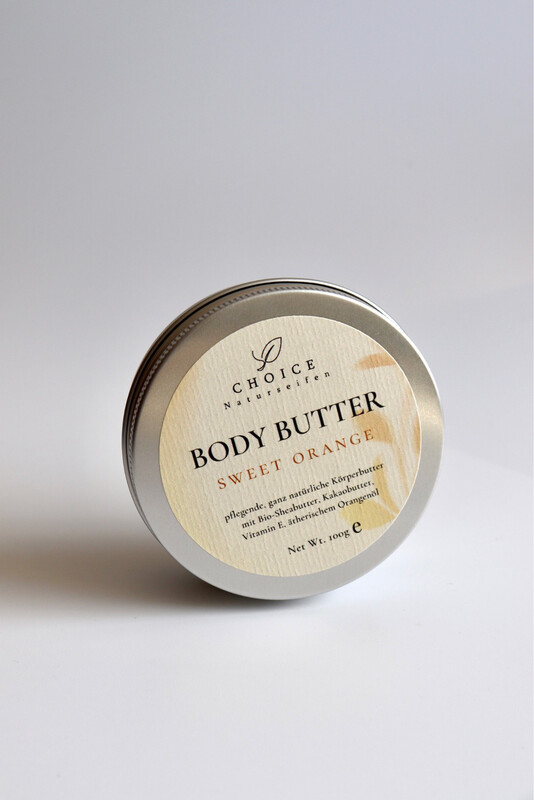 Körperbutter SWEET ORANGE. Körperbutter kaufen. Body Butter für trockene Haut mit Orangenduft.