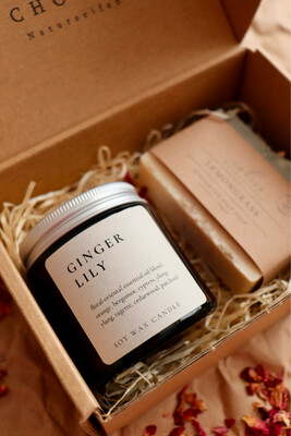 Geschenkset HYGGE- Uplifting: Naturseife &amp; Duftkerze