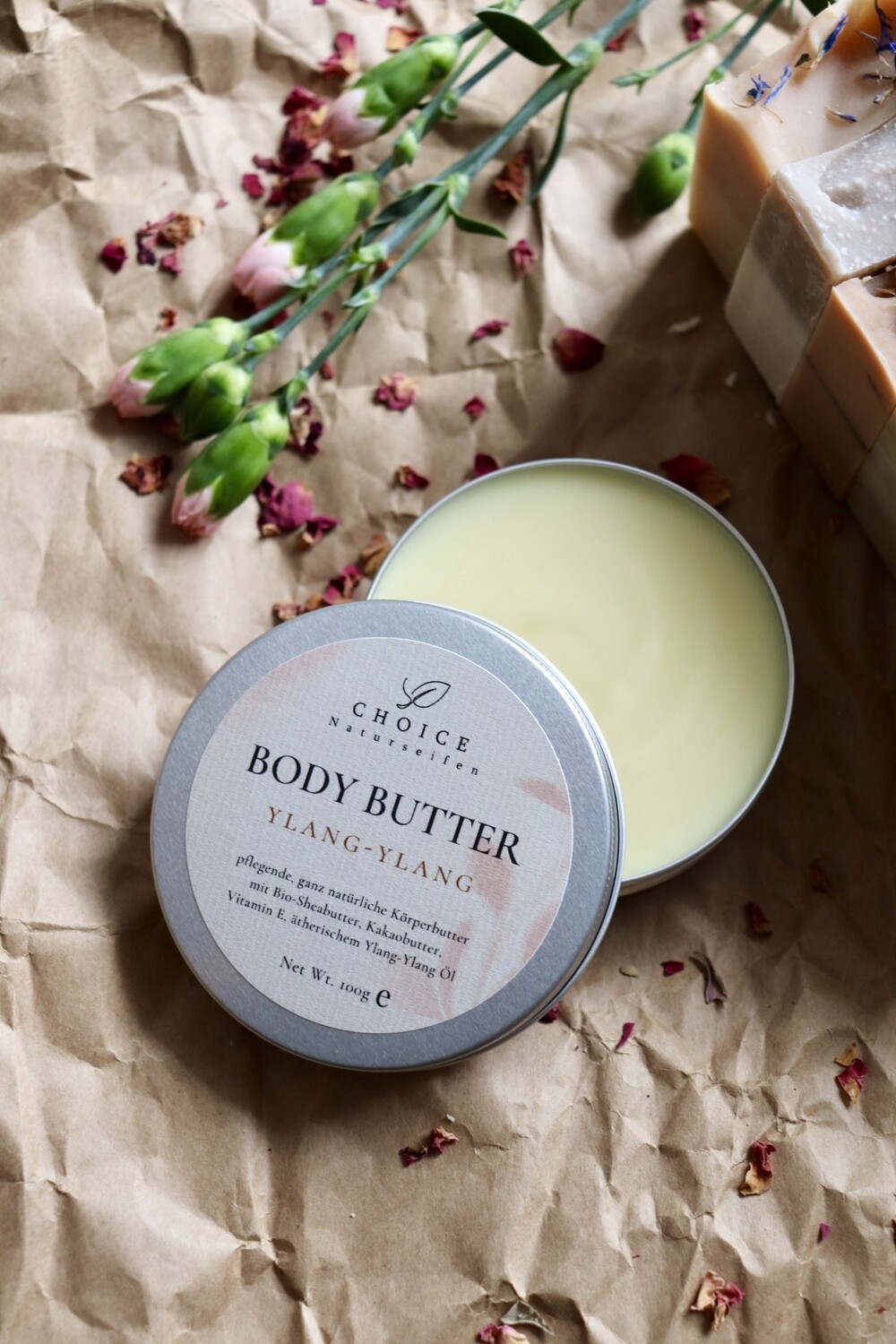 Körperbutter kaufen. Body Butter Ylang-Ylang. Natürliche Creme Ylang-Ylang.