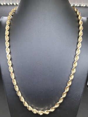 14K 7MM DIAMOND CUT ROPE CHAIN