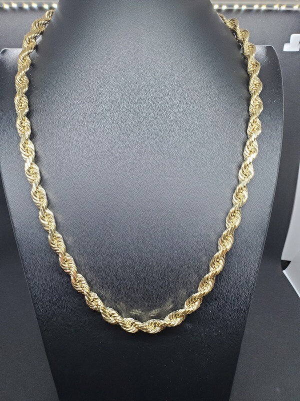 14K 8.5MM DIAMOND CUT ROPE CHAIN