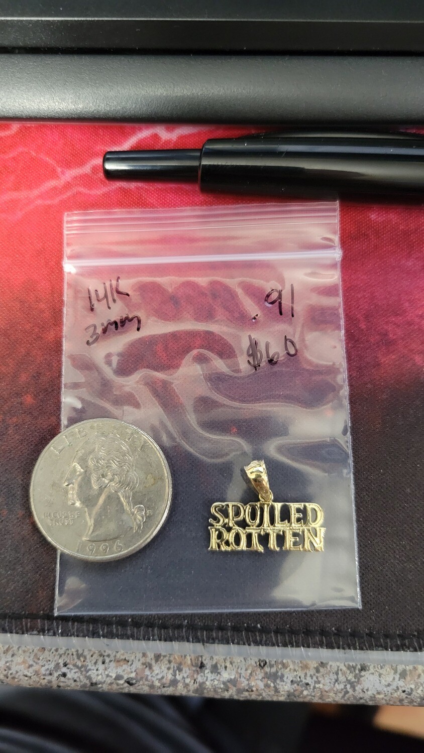 14K SPOILED ROTTEN PENDANT