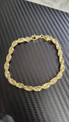 14K 6MM DIAMOND CUT ROPE BRACELET