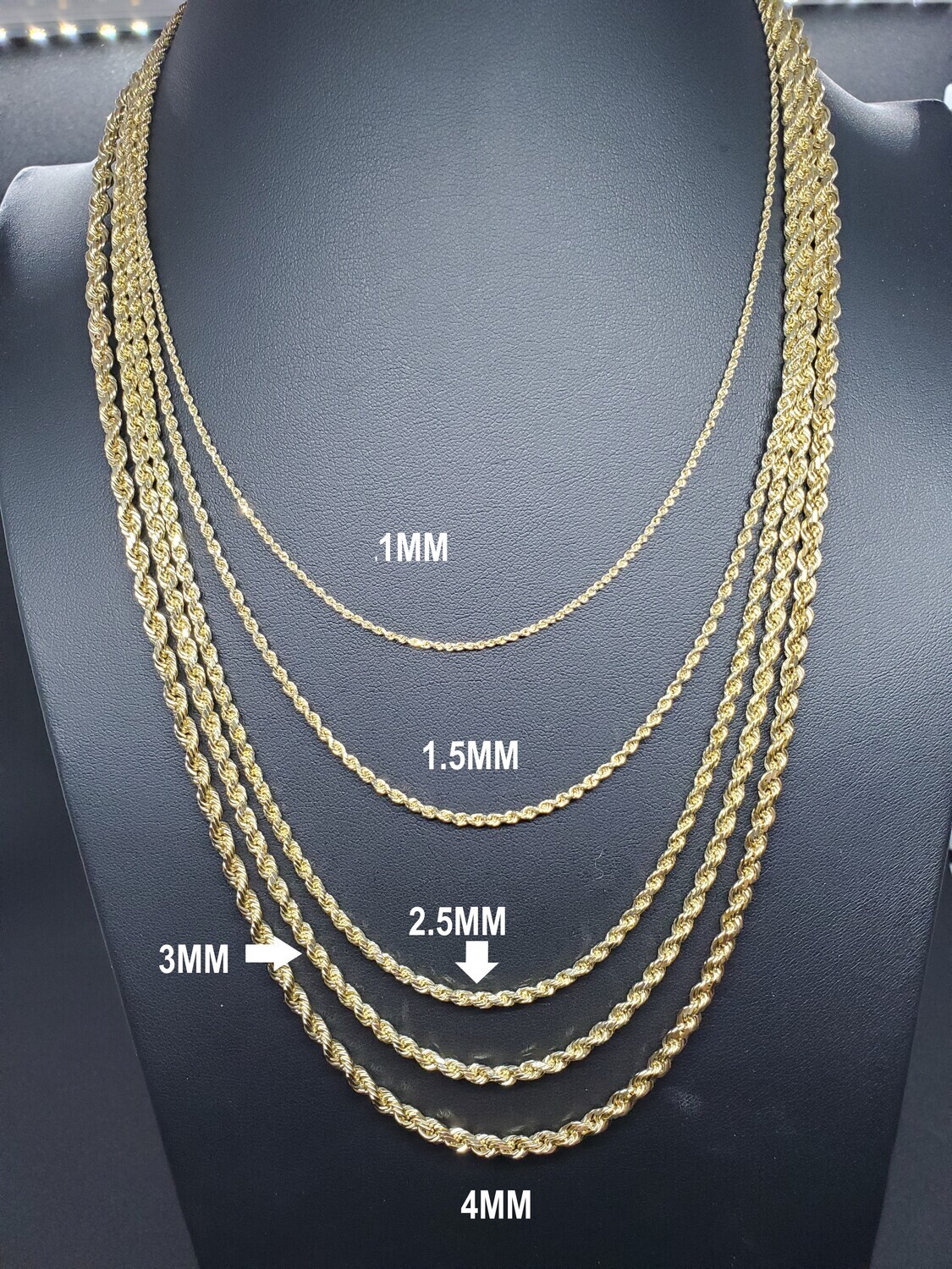 14K DIAMOND CUT ROPE CHAIN
