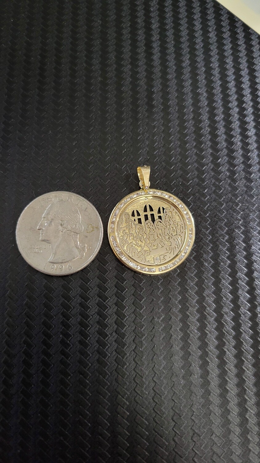 14K 1.25&quot; LAST SUPPER CZ PENDANT