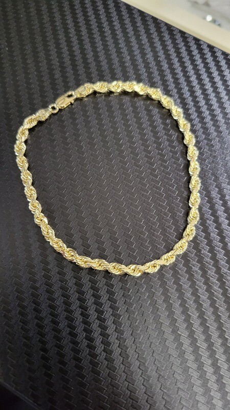 14K 4MM DIAMOND CUT ROPE BRACELET