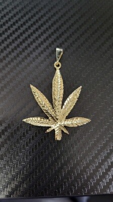 14K 2.25&quot; WEED MARIJUANA PENDANT