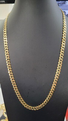 14K 7.5MM FLAT CURB CHAIN (ITALIAN FINISH)