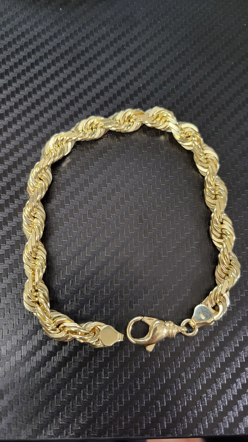 14K 8.5MM DIAMOND CUT ROPE BRACELET