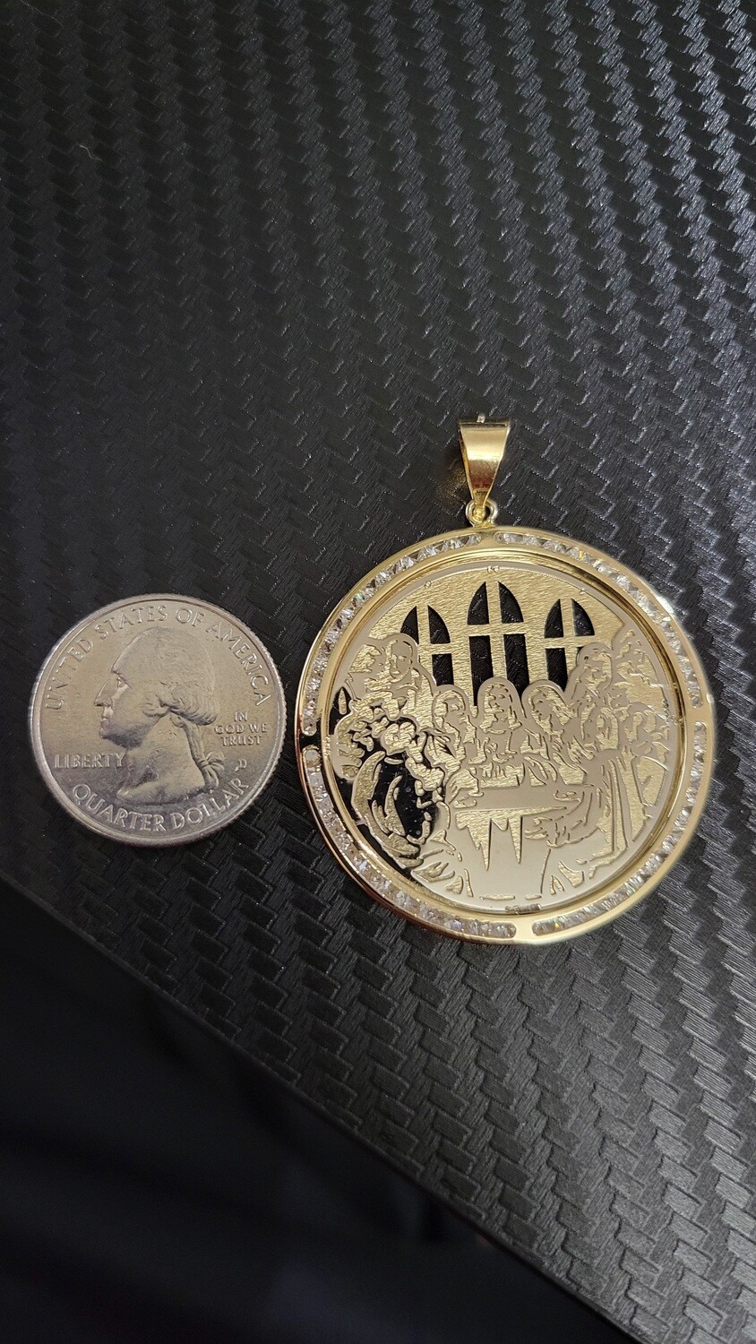 14K 2&quot; LAST SUPPER CZ PENDANT