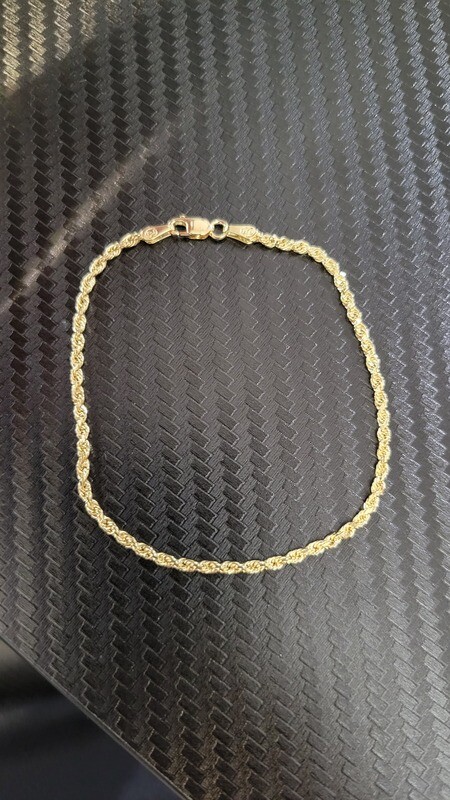 14K 2MM DIAMOND CUT ROPE BRACELET