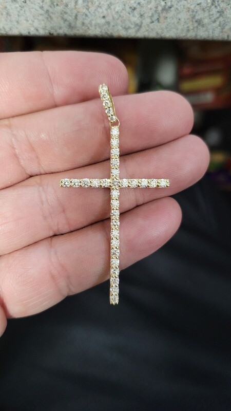 14K 2.5&quot; DIAMOND CROSS