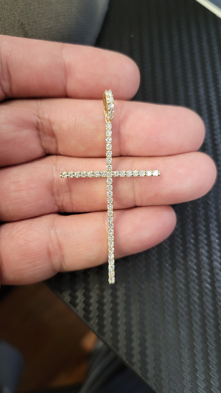 14K 2.5&quot; DIAMOND CROSS, 14K 2&quot; DIAMOND CROSS: 14K 2.5&quot; .92 CARAT DIAMOND CROSS YELLOW 3.2 GRAMS