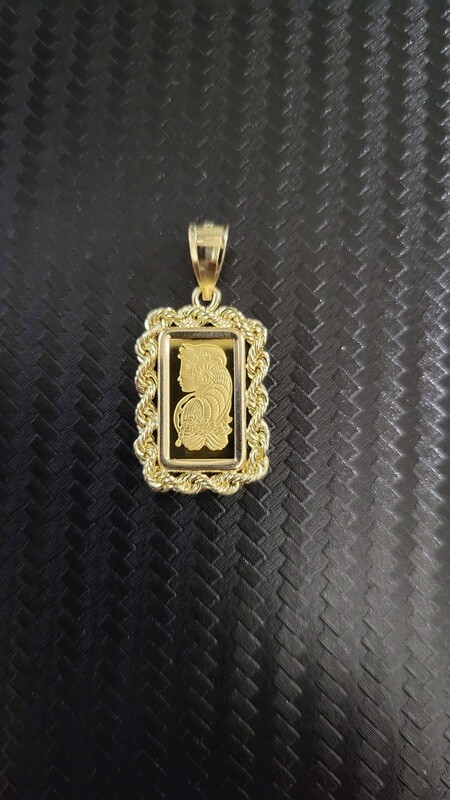 1 GRAM PAMP SUISSE LADY FORTUNA PENDANT W/ROPE BEZEL